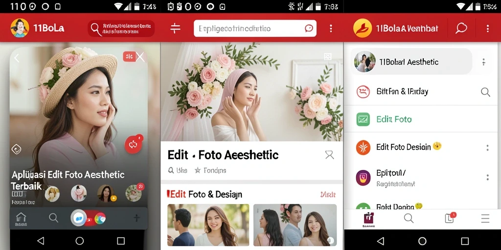 Screenshot aplikasi 11BOLA yang menunjukkan antarmuka pengeditan foto aesthetic.