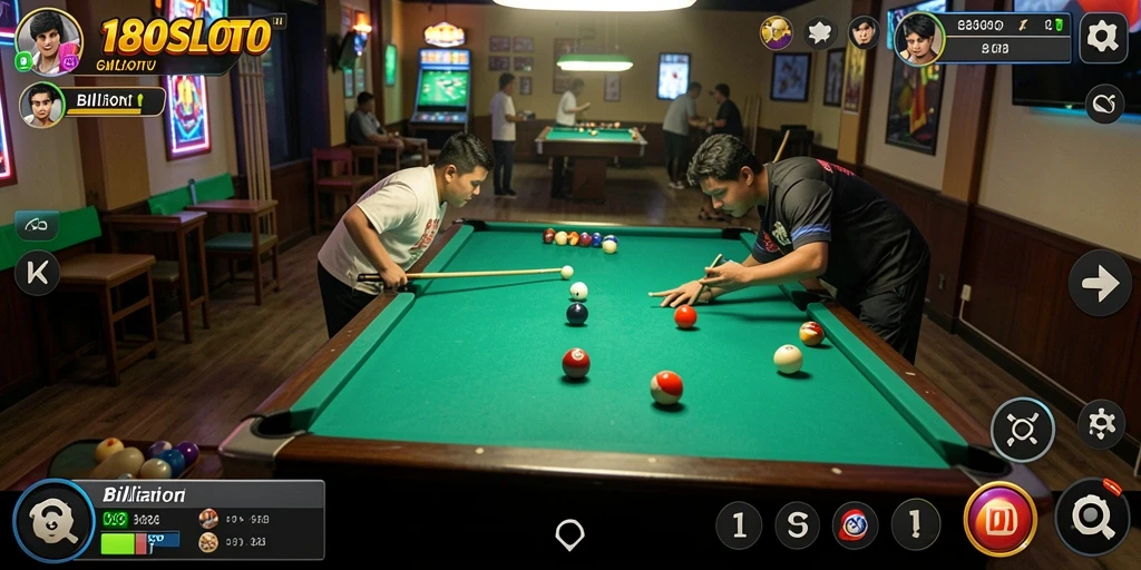 Tampilan antarmuka game Billiard yang menarik dan intuitif.