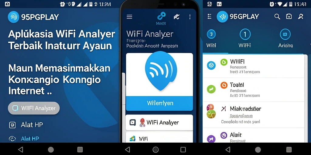 Antarmuka aplikasi 95PGPLAY yang intuitif dan informatif untuk analisis WiFi.