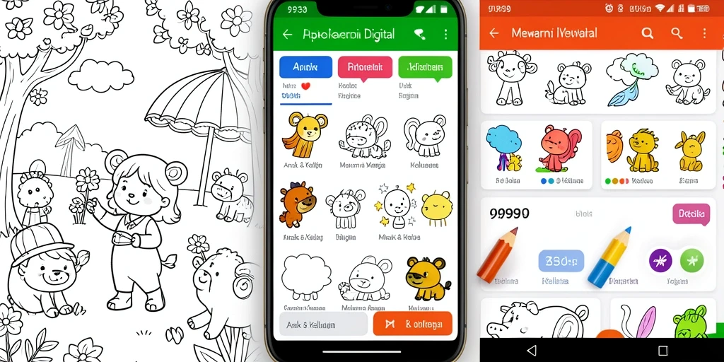 Antarmuka mewarnai digital yang menarik dan interaktif.