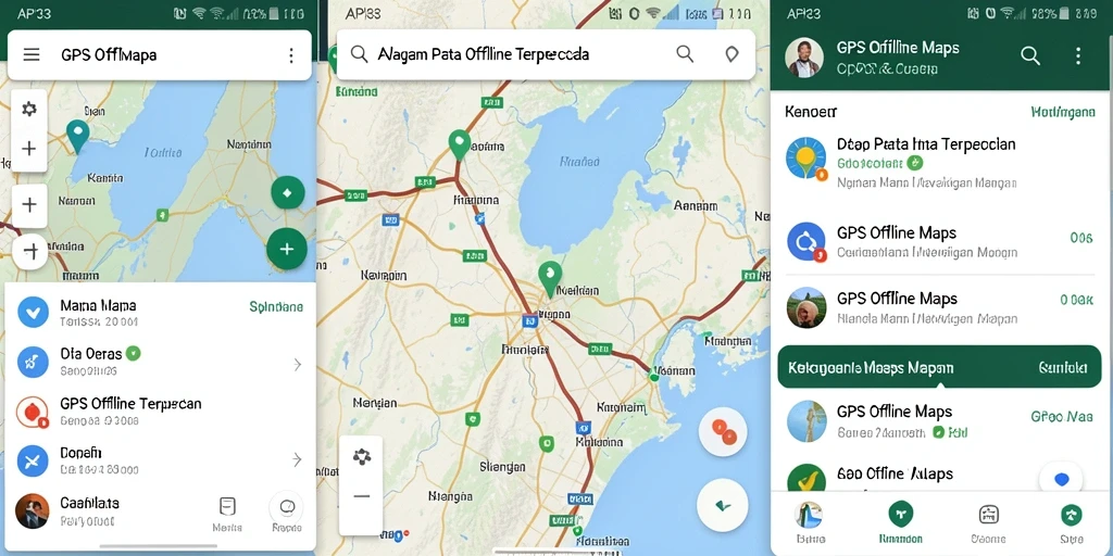 Antarmuka pengguna API33 dengan fungsi GPS Offline Maps yang intuitif.
