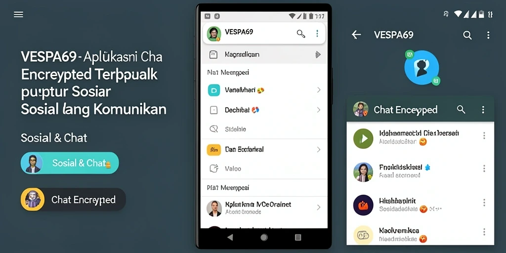 Tampilan antarmuka utama aplikasi VESPA69 dengan fitur chat yang aman.