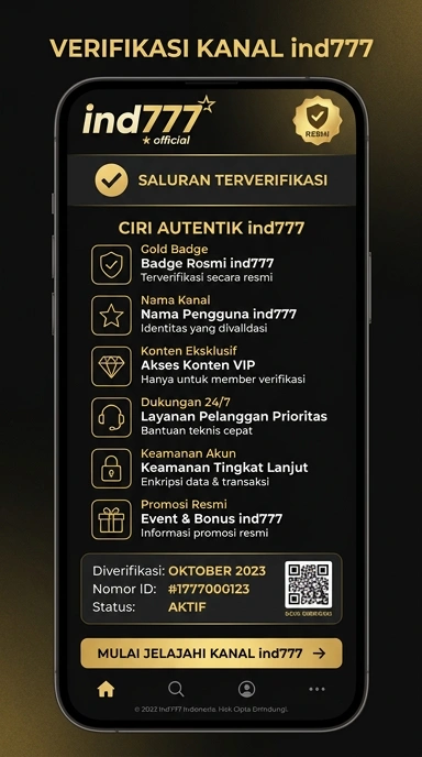 Tampilan kanal resmi ind777